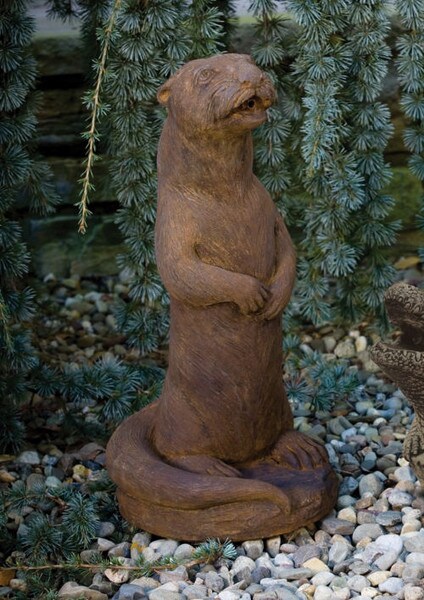 Otter Sitting Piped Water Feature Statue Fountain Spouting Sculpture